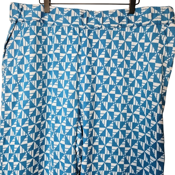 Soft Surroundings Narah Wide Leg Palazzo Pant Blue & White Geometric Print 1X - Picture 5 of 15